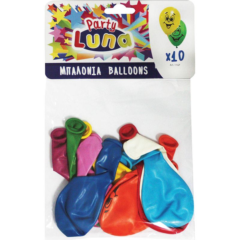 Foto van Diakakis ballonnen smiley latex multicolor 10 stuks