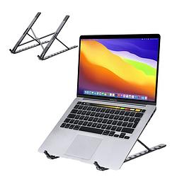 Foto van Basey laptop stand bureaustandaard tablet houder aluminium laptop standaard verstelbaar - grijs