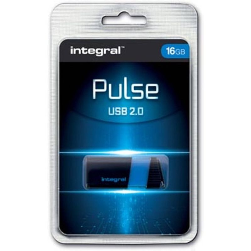 Foto van Integral pulse usb 2.0 stick, 16 gb, zwart/blauw