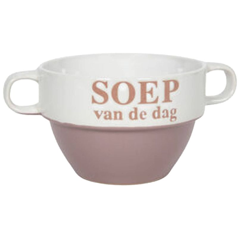 Foto van Soepkommen - soep van de dag - keramiek - d12 x h8 cm - oud roze - stapelbaar - kommetjes