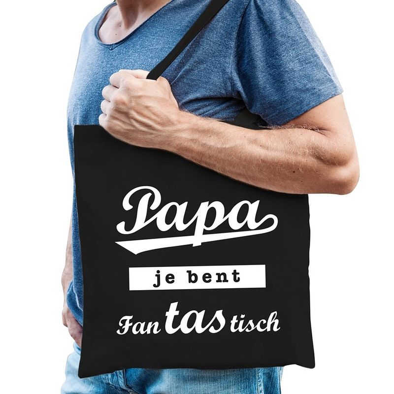 Foto van Papa fantastisch cadeau tas zwart katoen - feest boodschappentassen