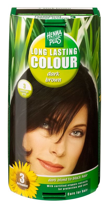 Foto van Hennaplus long lasting colour 3 dark brown 100ml