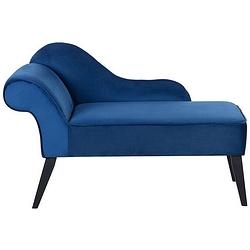 Foto van Beliani biarritz - chaise longue-blauw-fluweel