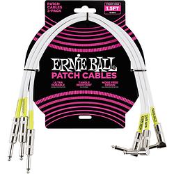 Foto van Ernie ball 6056 patchkabel haaks/recht 46 cm wit (3 stuks)