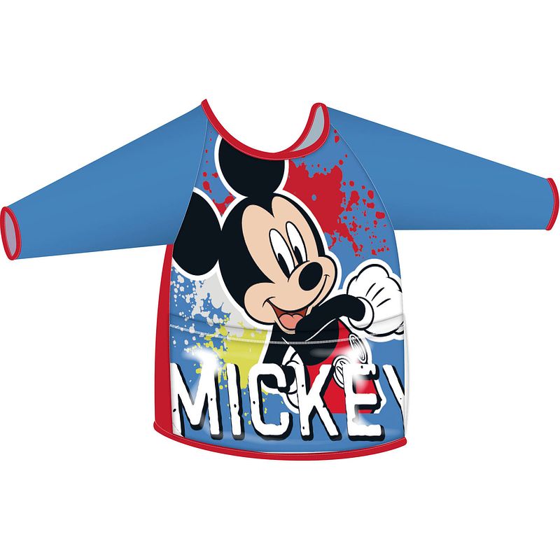 Foto van Disney kliederschort met mouwen mickey mouse pvc blauw one-size