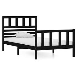 Foto van The living store bedframe grenenhout - zwart - 195.5 x 96 x 100 cm - geschikt voor 90 x 190 cm matras - stevig en