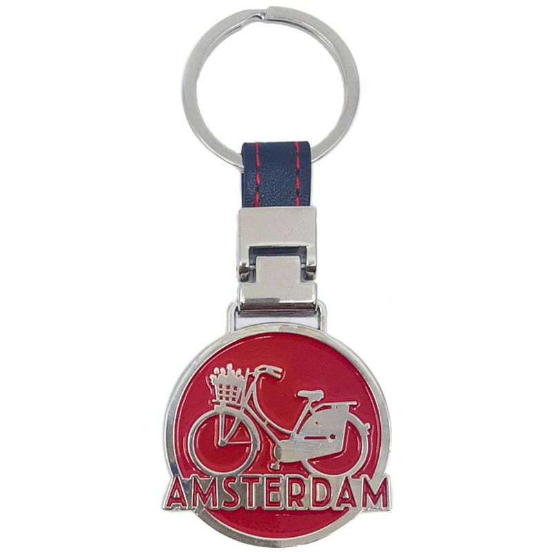 Foto van Matix sleutelhanger amsterdam fiets 4 cm staal rood/zilver