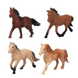 Foto van Speelgoed boerderij dieren paarden figuren 4x stuks - speelfigurenset