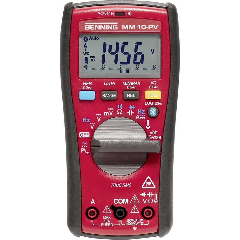 Foto van Benning mm 10-pv multimeter digitaal datalogger cat iv 600 v weergave (counts): 6000