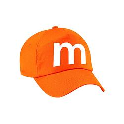 Foto van Letter m pet / cap oranje voor kinderen - verkleed / carnaval baseball cap - verkleedhoofddeksels