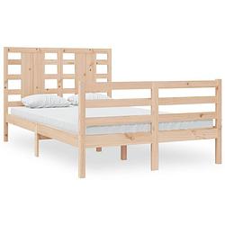 Foto van The living store houten bedframe - massief grenenhout - 205.5 x 125.5 x 69.5 cm - comfortabel hoofdeinde