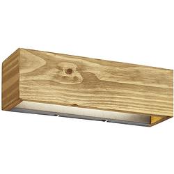 Foto van Led wandlamp - trion brida up and down - 13w - warm wit 3000k - 1-lichts - dimbaar - rechthoek - mat bruin - natuurhout