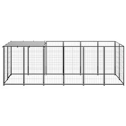 Foto van The living store hondenkennel xxl - groot for - draadgaas - waterbestendig dak - zwart/zilver - 330x110x110 cm