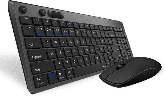 Foto van Rapoo draadloos toetsenbord combo set 8050t multi-mode qwerty toetsenbord zwart