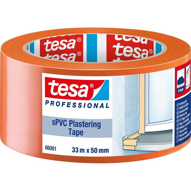 Foto van Tesa spvc 66001-00003-00 gipstape tesa professional oranje (l x b) 33 m x 50 mm 1 stuk(s)