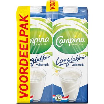 Foto van Campina langlekker volle melk voordeel 4 x 1l bij jumbo
