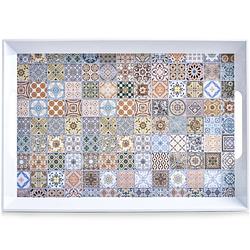 Foto van 1x serveerbladen melamine met mozaiekprint 50 x 35 cm - dienbladen