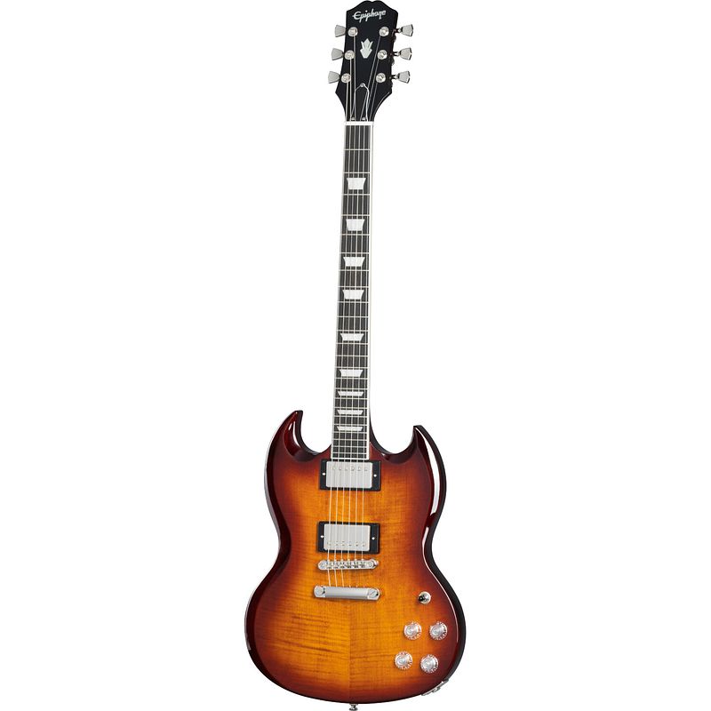 Foto van Epiphone sg modern figured mojave burst elektrische gitaar met premium gigbag