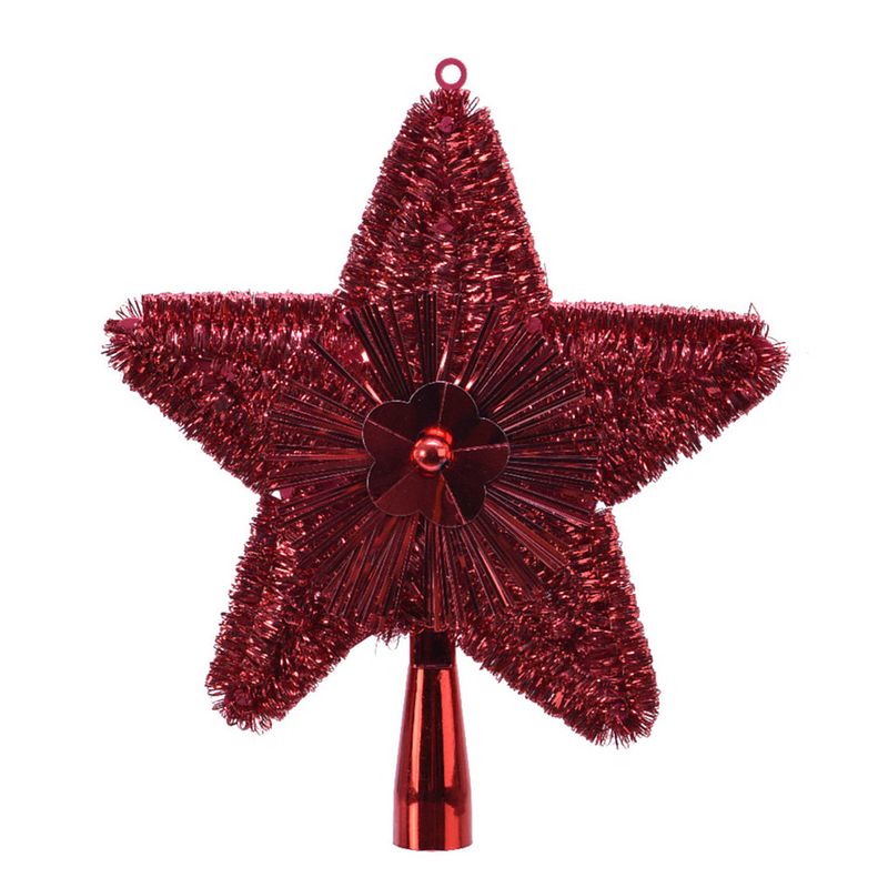 Foto van Kerstboom piek glitters rood 23 cm - kerstboompieken