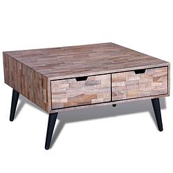 Foto van The living store salontafel vintage - 72 x 72 x 41 cm - gerecycled teakhout - handgemaakt