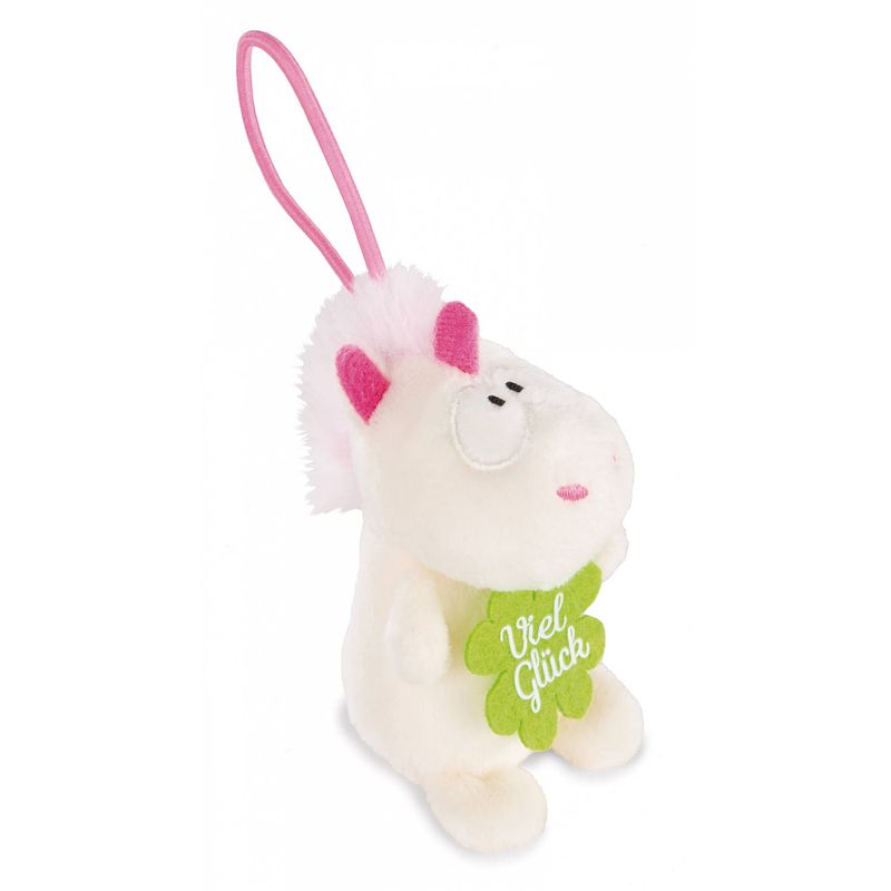 Foto van Nici knuffel unicorn theodor junior pluche 8 cm groen//wit