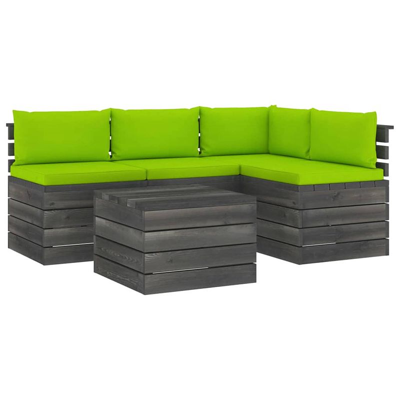 Foto van Vidaxl 5-delige loungeset met kussens pallet massief grenenhout