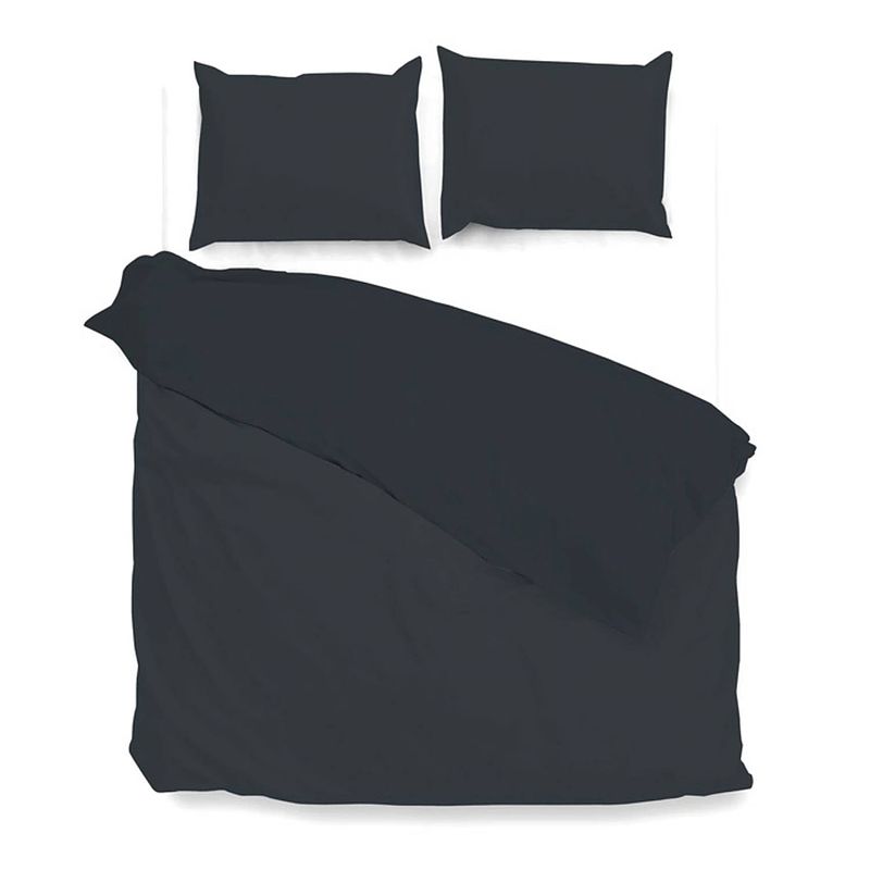 Foto van Zo! home dekbedovertrek velluto - navy blauw - lits-jumeaux xl 260x200/220 cm