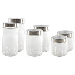 Foto van Set van 6x keuken voedsel opslag voorraadpotten glas in 3 formaten - voorraadpot