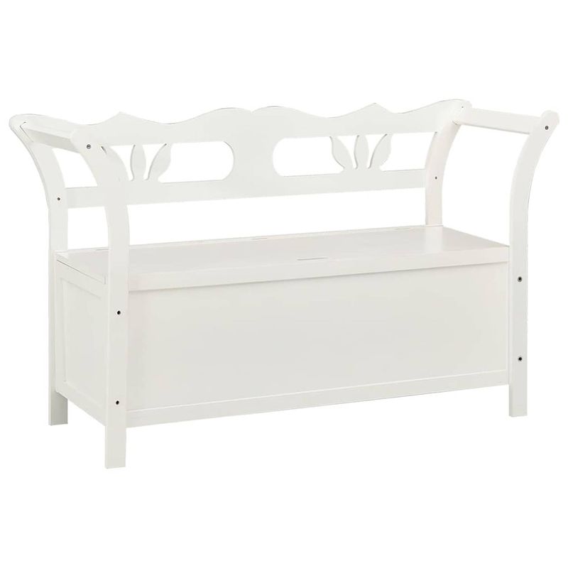 Foto van The living store bank white s - bench - 107 x 45 x 75.5 cm - solid pine wood - storage - backrest and armrests - easy