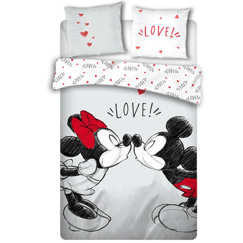 Foto van Disney minnie mouse dekbedovertrek love - lits jumeaux - 240 x 220 cm - wit