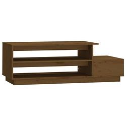 Foto van The living store salontafel grenenhout - 120 x 50 x 40.5 cm - opbergruimte - stevig tafelblad