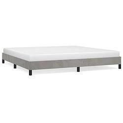 Foto van The living store bedframe multiplex lattenbodem - 203 x 203 cm - zacht fluweel - lichtgrijs