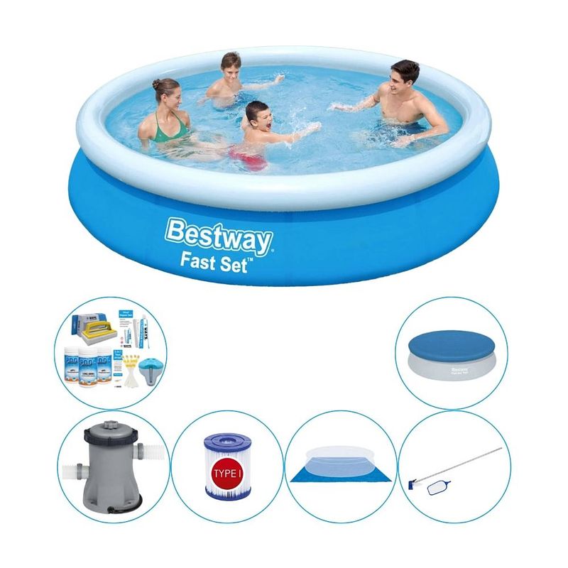 Foto van Bestway fast set rond 366x76 cm - zwembad pakket