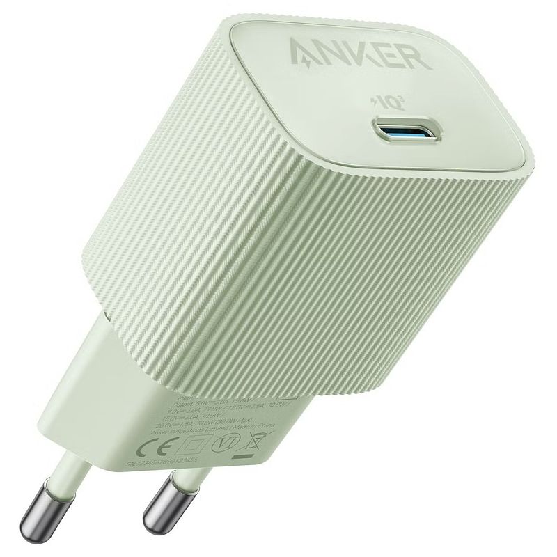 Foto van Anker 511 nano 4 wall charger 30w 1c euplug oplader groen