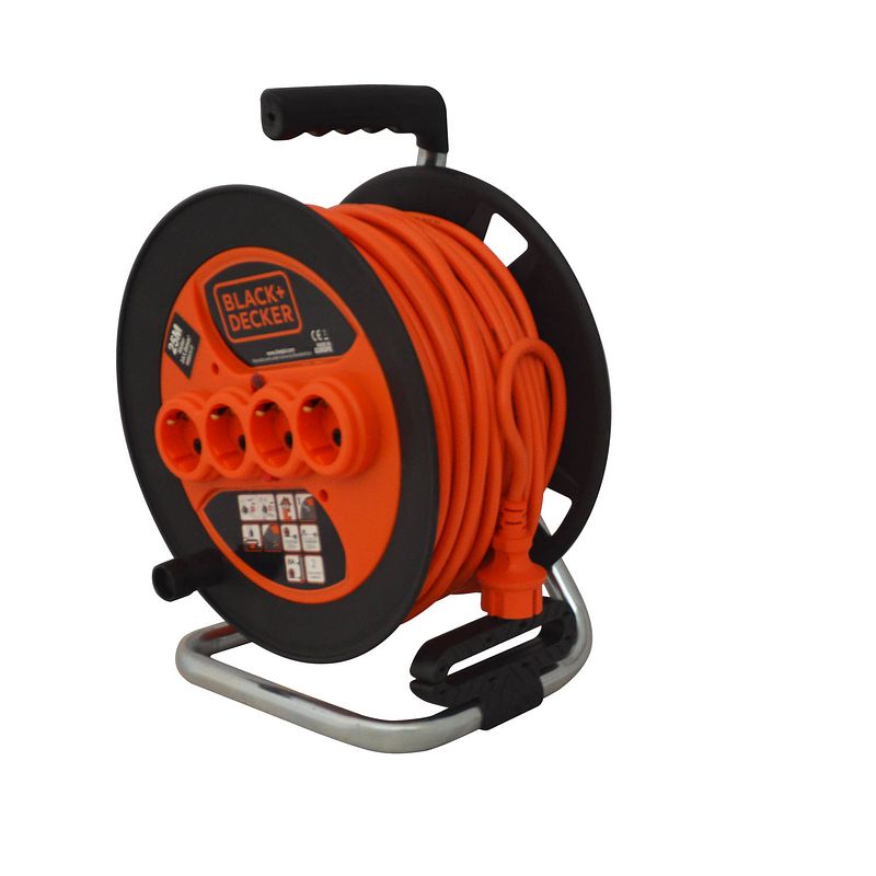 Foto van Black+decker kabelhaspel- 25m - 3g 1,5mm - 4 voudig - bxecfl2qbse