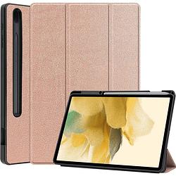 Foto van Basey samsung galaxy tab s7 fe hoesje kunstleer hoes case cover - rose goud