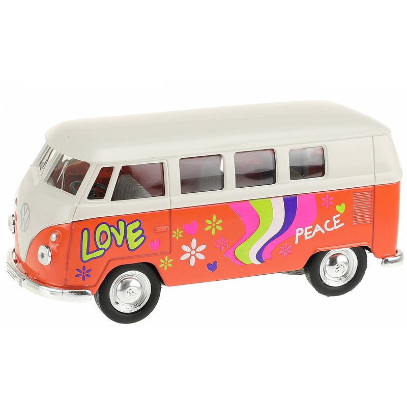 Foto van Welly hippie volkswagen bus oranje 10,5 cm