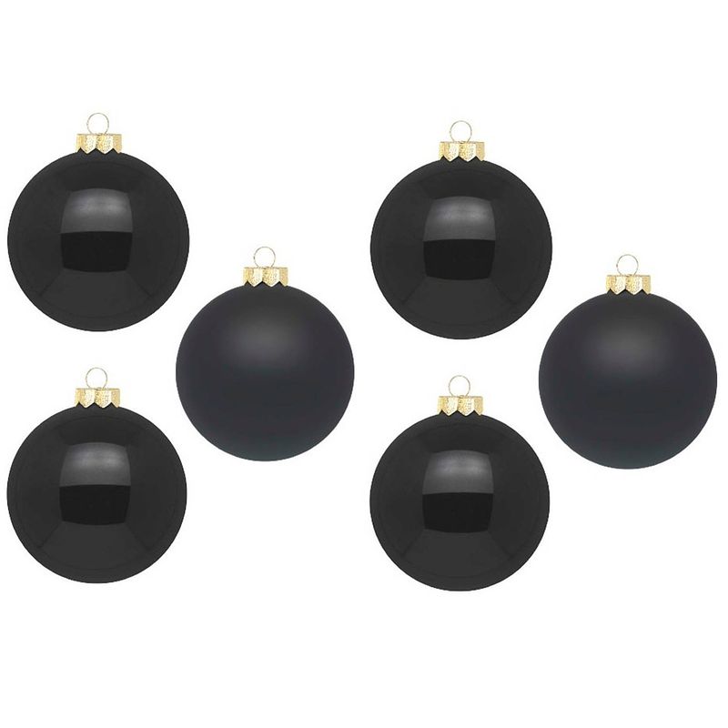 Foto van 6x zwarte glazen kerstballen 10 cm glans en mat - kerstbal