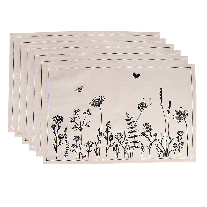 Foto van Haes deco - set van 6 placemats - 48x33 cm - 100% katoen - flora and fauna