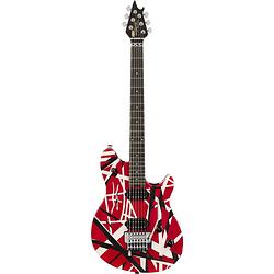Foto van Evh wolfgang special red with black & white stripes satin elektrische gitaar met gigbag