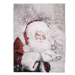 Foto van Clayre & eef plaid 130x170 cm wit grijs polyester kerstman deken wit deken