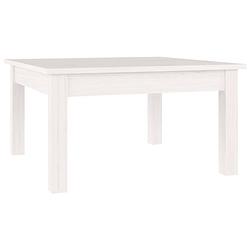 Foto van The living store houten salontafel - wit - 55 x 55 x 30 cm - massief grenenhout