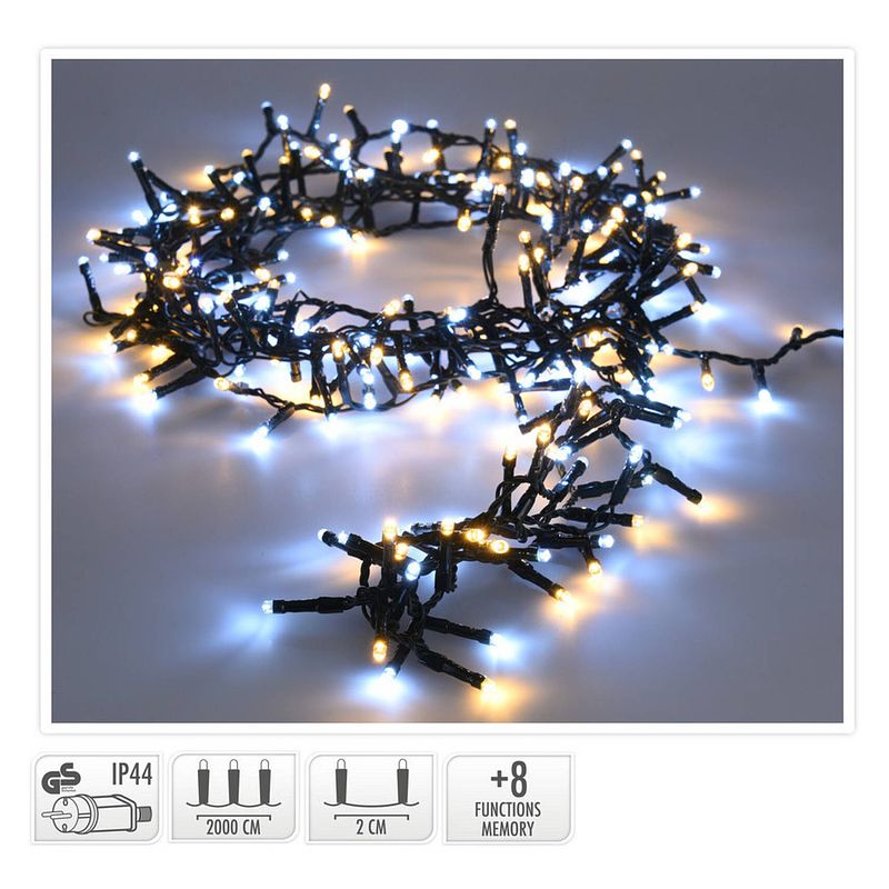 Foto van Kerstverlichting snakelight 1000led - 20 meter - warm wit - 2in1