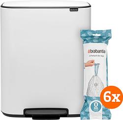 Foto van Brabantia bo pedal bin 2 x 30 liter white + vuilniszakken (120 stuks)