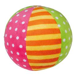 Foto van Happy people zachte bal met rammelaar 11 cm pluche roze/groen