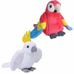 Foto van Vogels knuffels setje van 2x pluche knuffel papegaaien van 13 cm - vogel knuffels