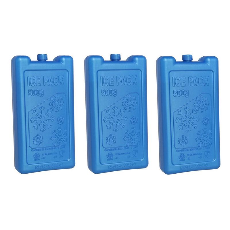 Foto van 3x stuks koelelementen 500 ml 9,5 x 17,5 cm blauw - koelelementen