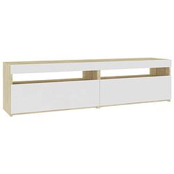 Foto van The living store tv-meubels sonoma eiken - 75 x 35 x 40 cm - met rgb led-verlichting