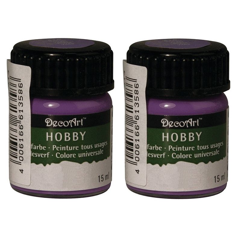 Foto van 2x acrylverf/hobbyverf paars 15 ml hobby materiaal - hobbyverf