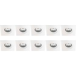 Foto van Spot armatuur 10 pack - pragmi rodos pro - gu10 fitting - inbouw vierkant - mat wit - aluminium - 93mm